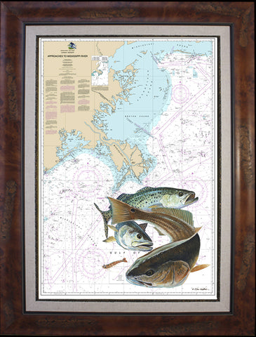 Chart Art - Approaches to Mississippi River Inshore