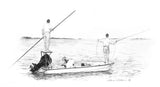 Pencil Art - Flats Boat-Skiff