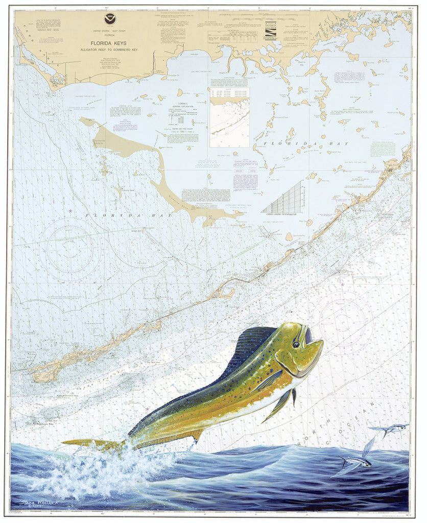 Chart Art - Middle Keys Dolphin  Steve Whitlock Game Fish Art