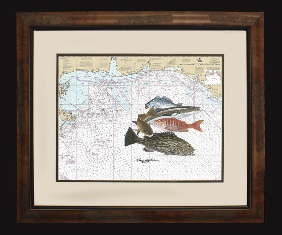Chart Art | Gulf Near Shore Slam | Steve Whitlock Game Fish