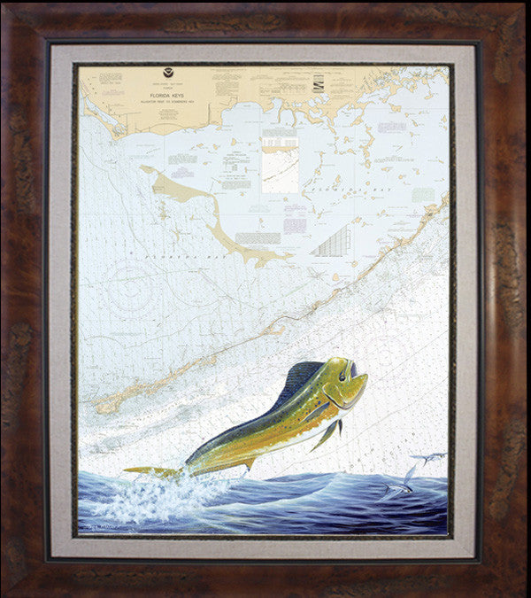 楽器を弾く人 額縁入り 絵画 by M.Onishi Chart Art - Middle Keys Dolphin | Steve Whitlock Game Fish